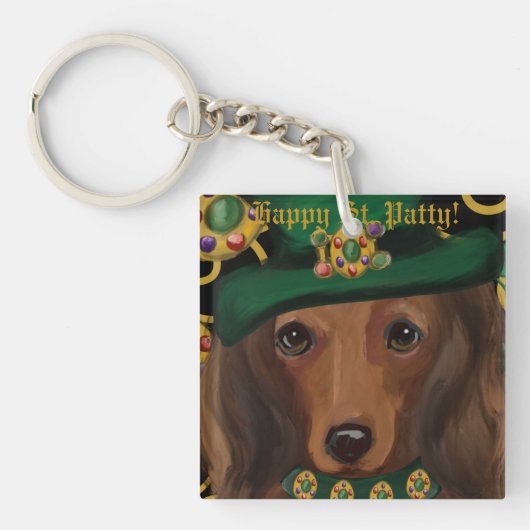 Red Long Hazard Dachshund Sleutelhanger (voorkant)