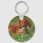 Red Long Hazard Dachshund Sleutelhanger (Voorkant)