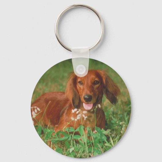 Red Long Hazard Dachshund Sleutelhanger (Voorkant)