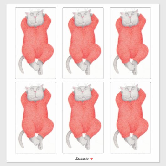 RED LONG JOHNS CAT 14 X14" Vinyl Sticker (Vel)