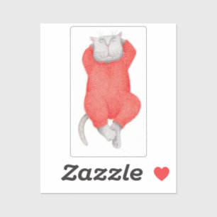 RED LONG JOHNS CAT 2"X2"-Sticker Sticker