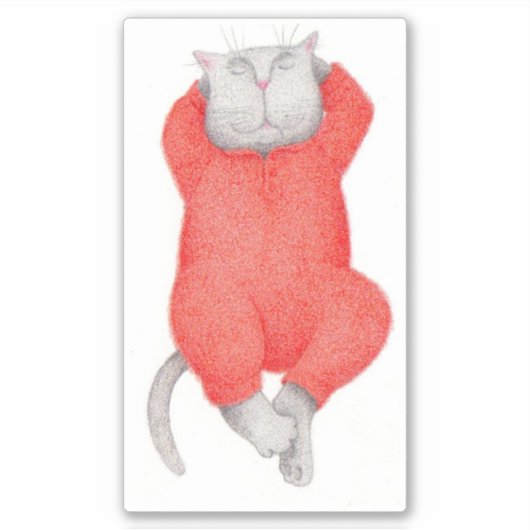RED LONG JOHNS CAT 6"X6" Vinyl Sticker (Voorkant)