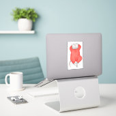 RED LONG JOHNS CAT 6"X6" Vinyl Sticker (Laptop op bureau)