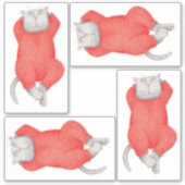 RED LONG JOHNS CAT 8"X8"-Sticker Sticker (Voorkant)