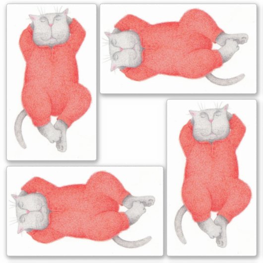 RED LONG JOHNS CAT 8"X8"-Sticker Sticker (Voorkant)