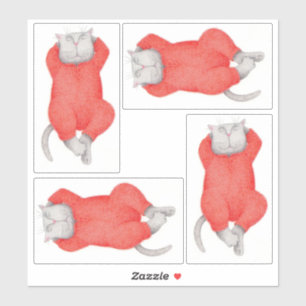 RED LONG JOHNS CAT 8"X8"-Sticker Sticker
