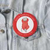 RED LONG JOHNS CAT Child ID Button - Rood (In situ)