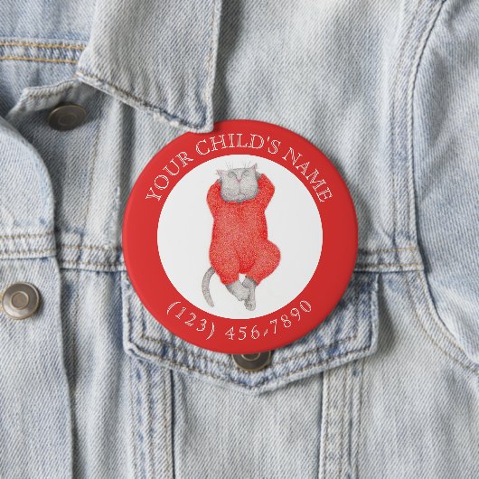 RED LONG JOHNS CAT Child ID Button - Rood (In situ)