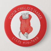 RED LONG JOHNS CAT Child ID Button - Rood (Voorkant)