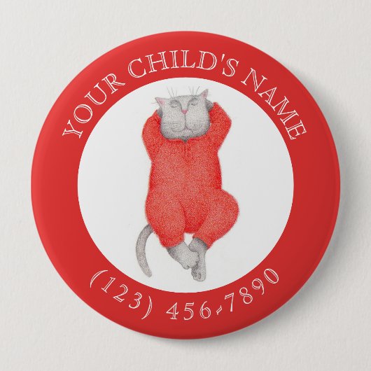 RED LONG JOHNS CAT Child ID Button - Rood (Voorkant)