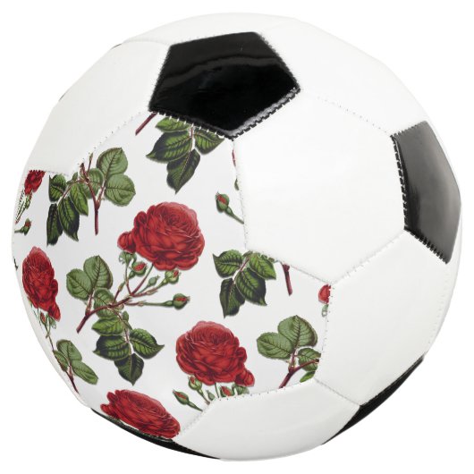 Red Long Stem Roos Patroon Voetbal (Drie kwart)