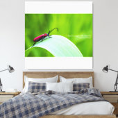 Red Longicorn Beetle and green background Canvas Afdruk (Insitu (Slaapkamer))