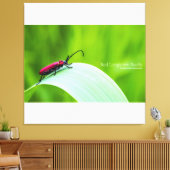 Red Longicorn Beetle and green background Canvas Afdruk (Insitu (Woonkamer))