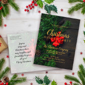Red Loop Gold Script Kerstdiner Uitnodiging Briefkaart