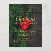 Red Loop Gold Script Kerstdiner Uitnodiging Briefkaart (Voorkant)