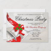 Red Loop Silver Bells Corporate Christmas Party Kaart (Voorkant)