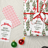Red Looping Bows Kerstvakantie Cadeaulabel