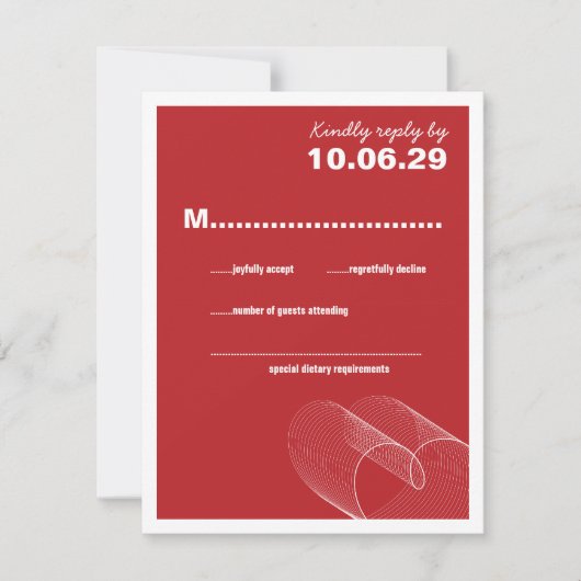 Red Loopy Love Lines Wedding RSVP Kaart (Voorkant)