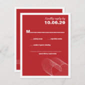 Red Loopy Love Lines Wedding RSVP Kaart (Voorkant / Achterkant)
