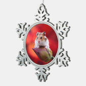 Red Lotus Bud Hamster Tin Sneeuwvlok Ornament (Rechts)