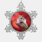 Red Lotus Bud Hamster Tin Sneeuwvlok Ornament (Voorkant)