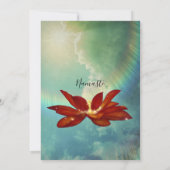 Red Lotus Flower | Blue 50th Birthday Party Kaart (Achterkant)