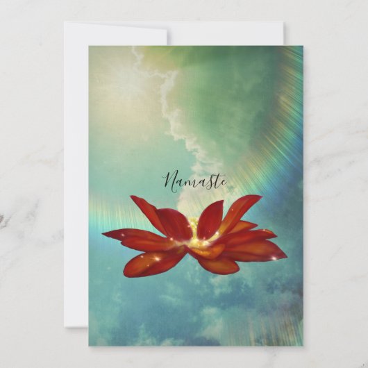 Red Lotus Flower | Blue 50th Birthday Party Kaart (Achterkant)