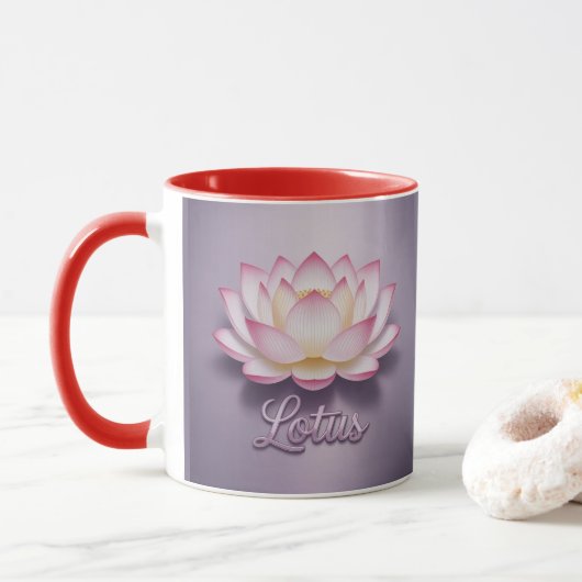 Red Lotus Flower Meditation Mug Mok (Met donut)