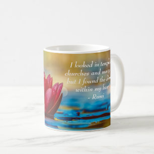 Red Lotus Flower on Blue Water Spiritueel Quote Koffiemok