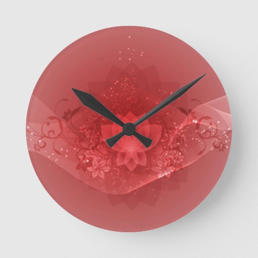 Red Lotus Flower Ronde Klok (Voorkant)