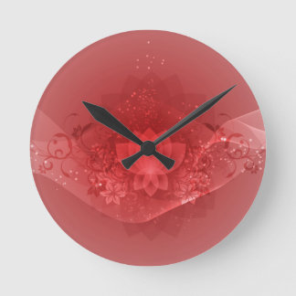 Red Lotus Flower Ronde Klok