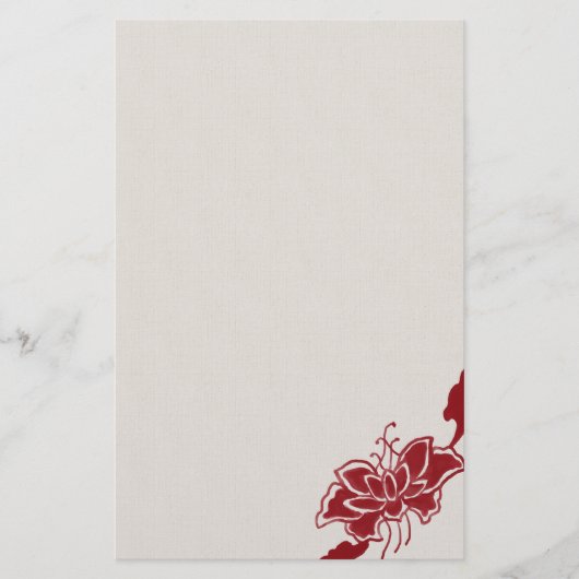 Red Lotus Flower Stationery Briefpapier (Voorkant)