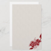 Red Lotus Flower Stationery Briefpapier (Voorkant / Achterkant)