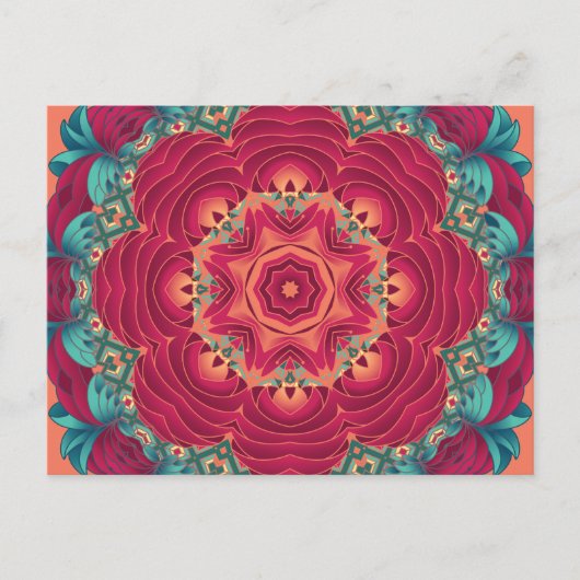 Red Lotus Mandala Briefkaart (Voorkant)