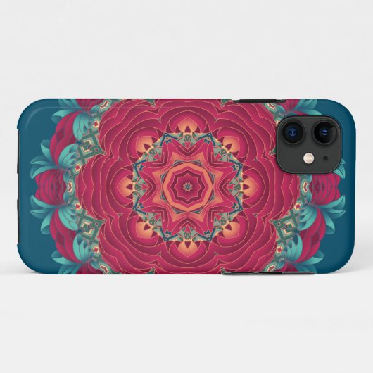 Red Lotus Mandala Case-Mate iPhone Case (Achterkant (horizontaal))