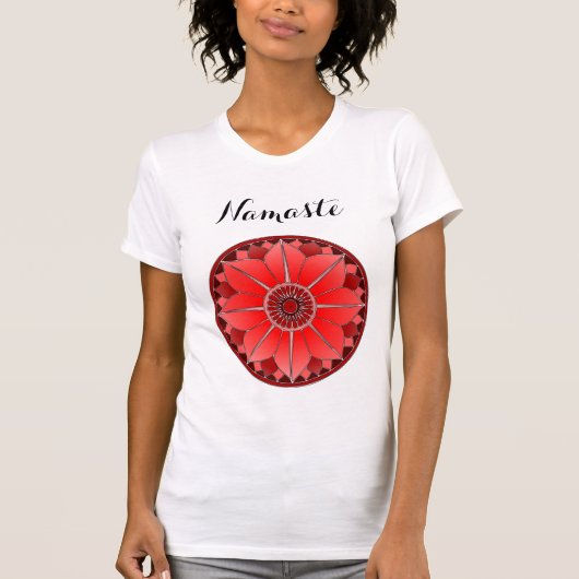 Red Lotus Mandala Namaste Typografie Yoga Custom T-shirt (Voorkant)
