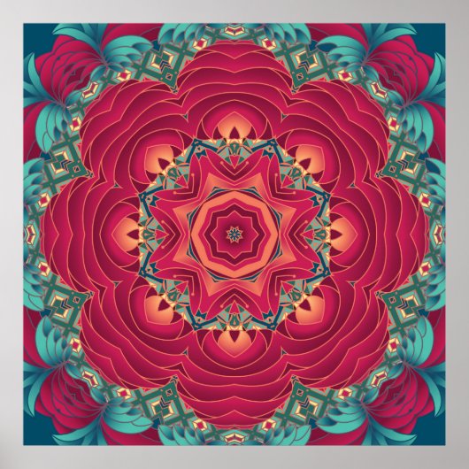 Red Lotus Mandala Poster (Voorkant)