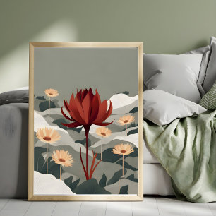 Red Lotus Serenity Foto Afdruk