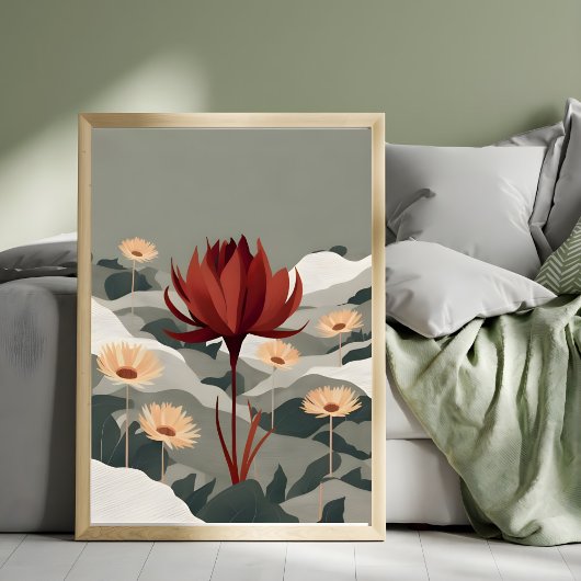 Red Lotus Serenity Foto Afdruk