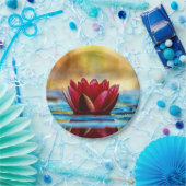 Red Lotus Water Lily Flower Papieren Bordje (Feest)