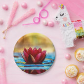 Red Lotus Water Lily Flower Papieren Bordje (Feest)