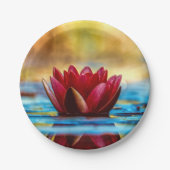 Red Lotus Water Lily Flower Papieren Bordje (Voorkant)