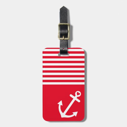 Red Love Anchor Nautical Bagagelabel (Voorkant verticaal)