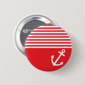 Red Love Anchor Nautical Ronde Button 5,7 Cm (Voorkant /achterkant)