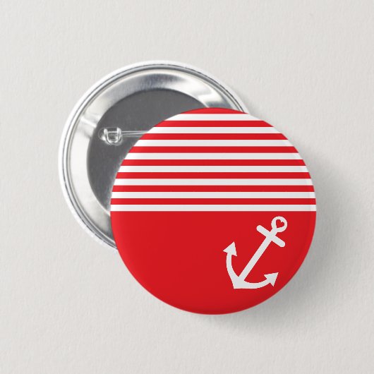 Red Love Anchor Nautical Ronde Button 5,7 Cm (Voorkant /achterkant)