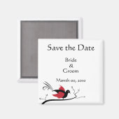 Red Love Bird Bewaar de datum Magneten (Voorkant / Achterkant)