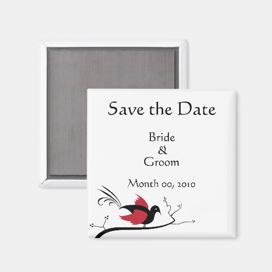 Red Love Bird Bewaar de datum Magneten (Voorkant / Achterkant)