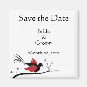 Red Love Bird Bewaar de datum Magneten
