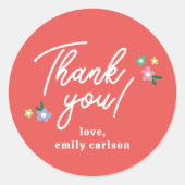 Red Love Bug Bloemen Baby Meisje Douche Ronde Sticker (Voorkant)