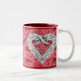 Red Love Diamond Heart Mok